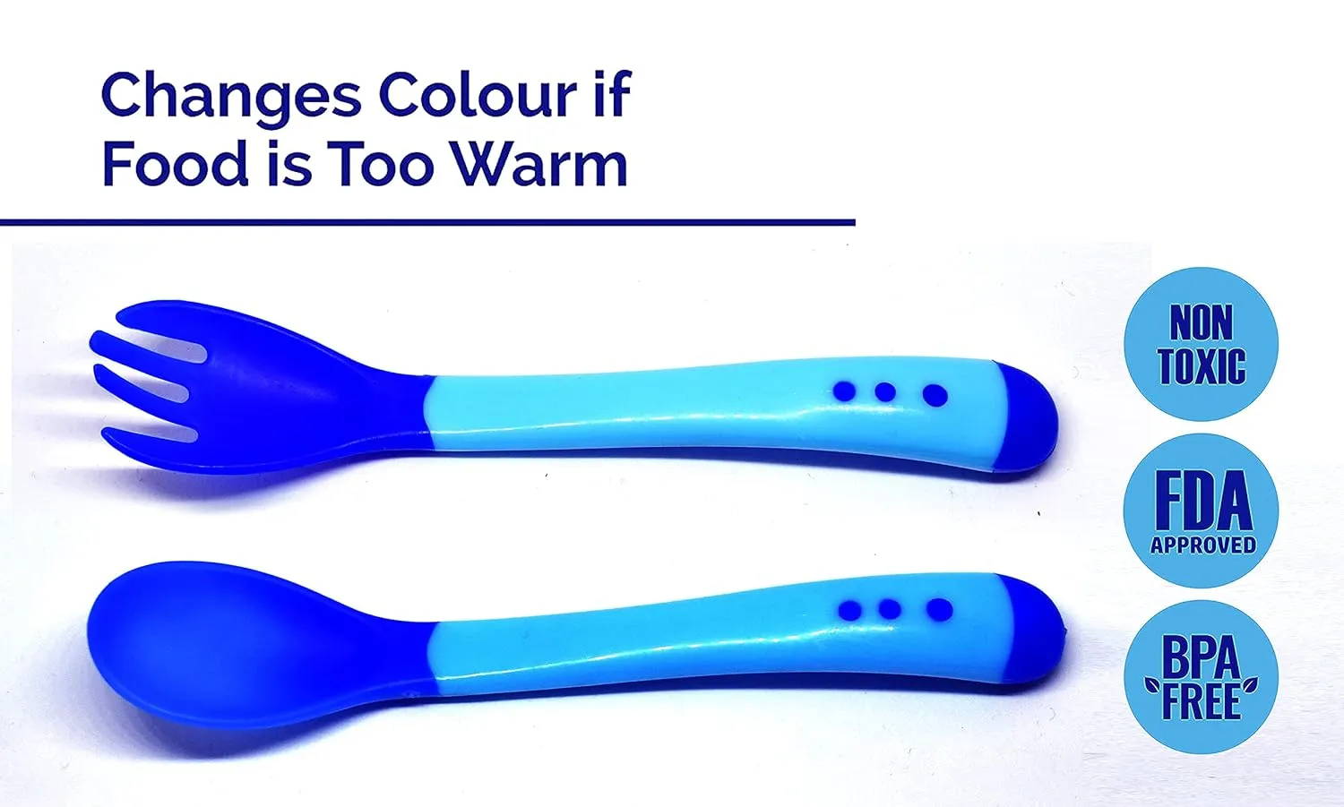 THE LITTLE LOOKERS Silicone Tip Heat Sensitive Silicone Spoons | Temperature Sensing Spoons | Spoon & Fork Set