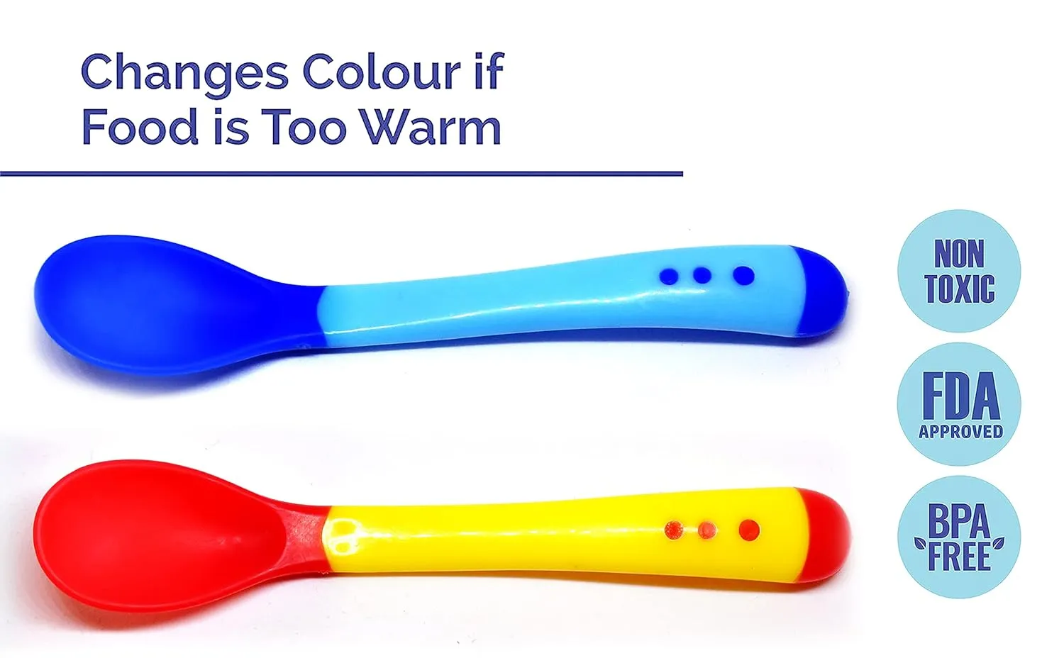 THE LITTLE LOOKERS Silicone Tip Heat Sensitive Silicone Spoons | Temperature Sensing Spoons | Spoon Set (Pack of 2)