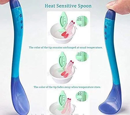 THE LITTLE LOOKERS Silicone Tip Heat Sensitive Silicone Spoons | Temperature Sensing Spoons | Spoon Set (Pack of 2)