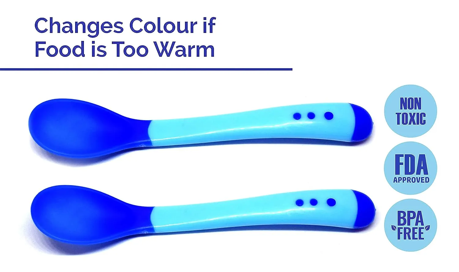 THE LITTLE LOOKERS Silicone Tip Heat Sensitive Silicone Spoons | Temperature Sensing Spoons | Spoon Set (Pack of 2)