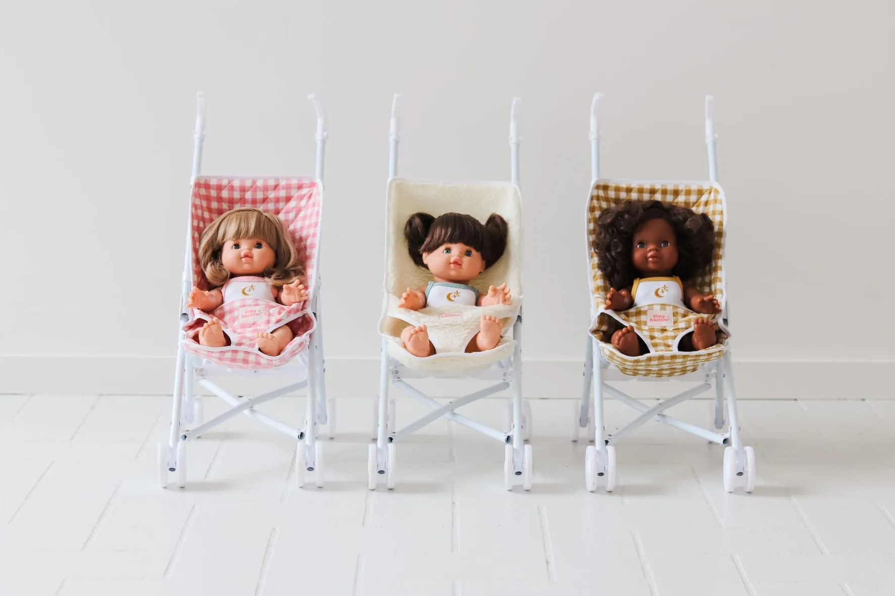 Tiny Harlow Folding Dolls Stroller 2.0 - Mustard Gingham