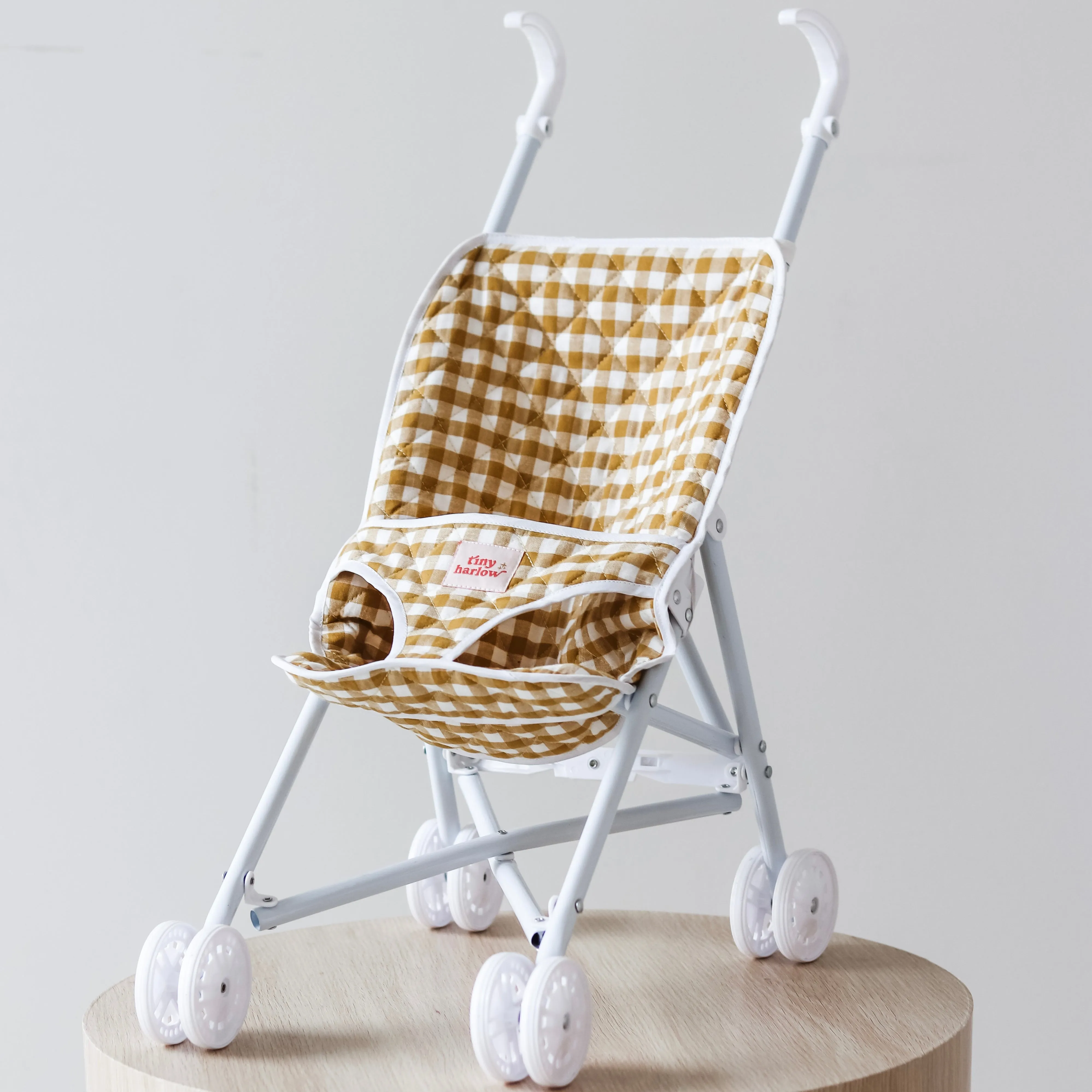 Tiny Harlow Folding Dolls Stroller 2.0 - Mustard Gingham