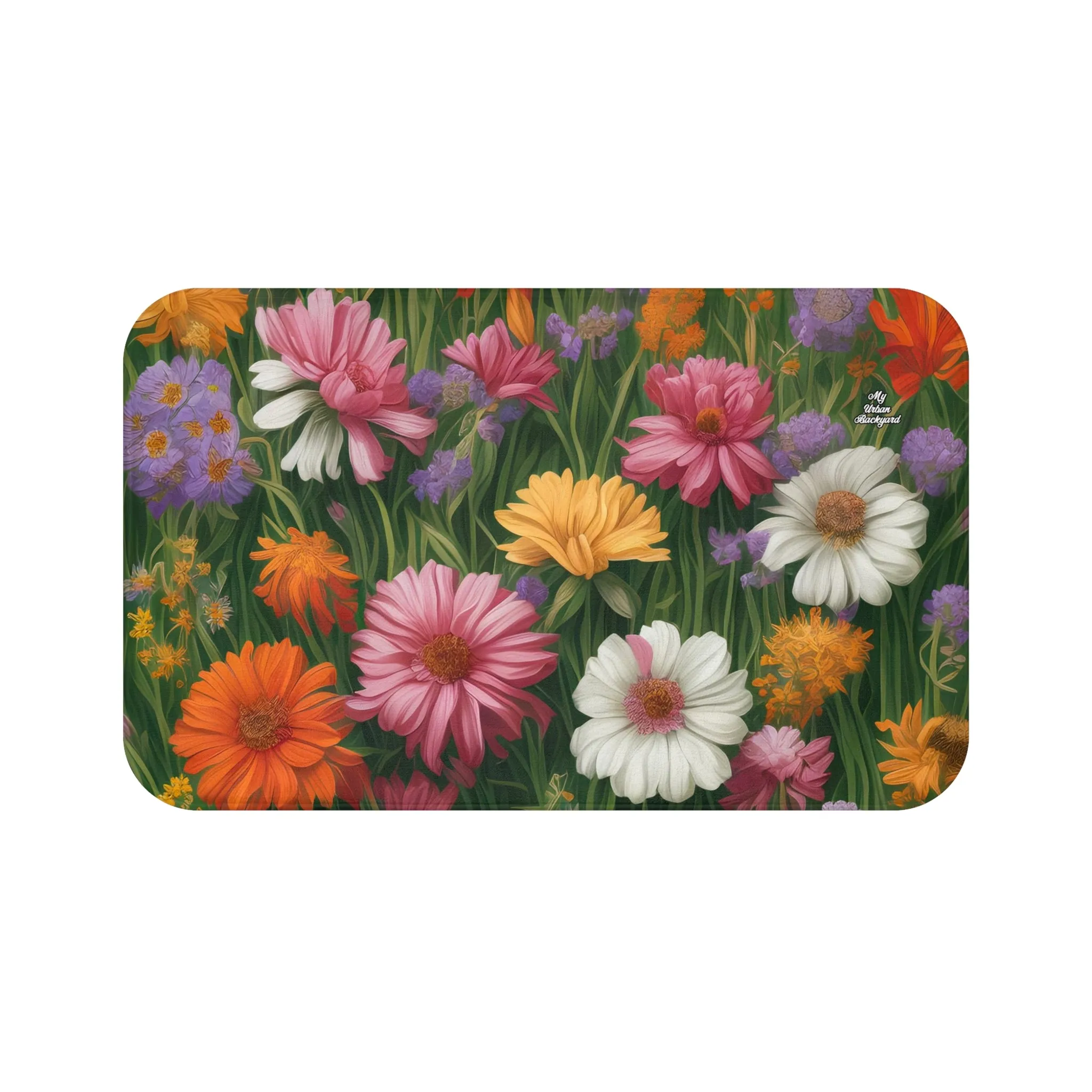 Wildflower Field, Memory Foam Bath Mat - Cozy Bathroom Essential